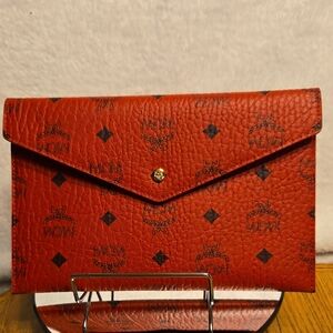 NWOT MCM Red Logo Envelope Wristlet Clutch